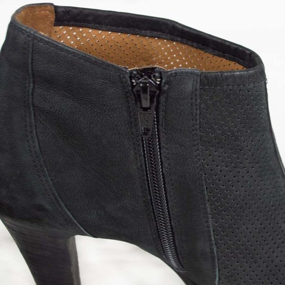 Paul Green Beacon Perforated Black Nubuck Open Toe Booties - Picture 6 of 11